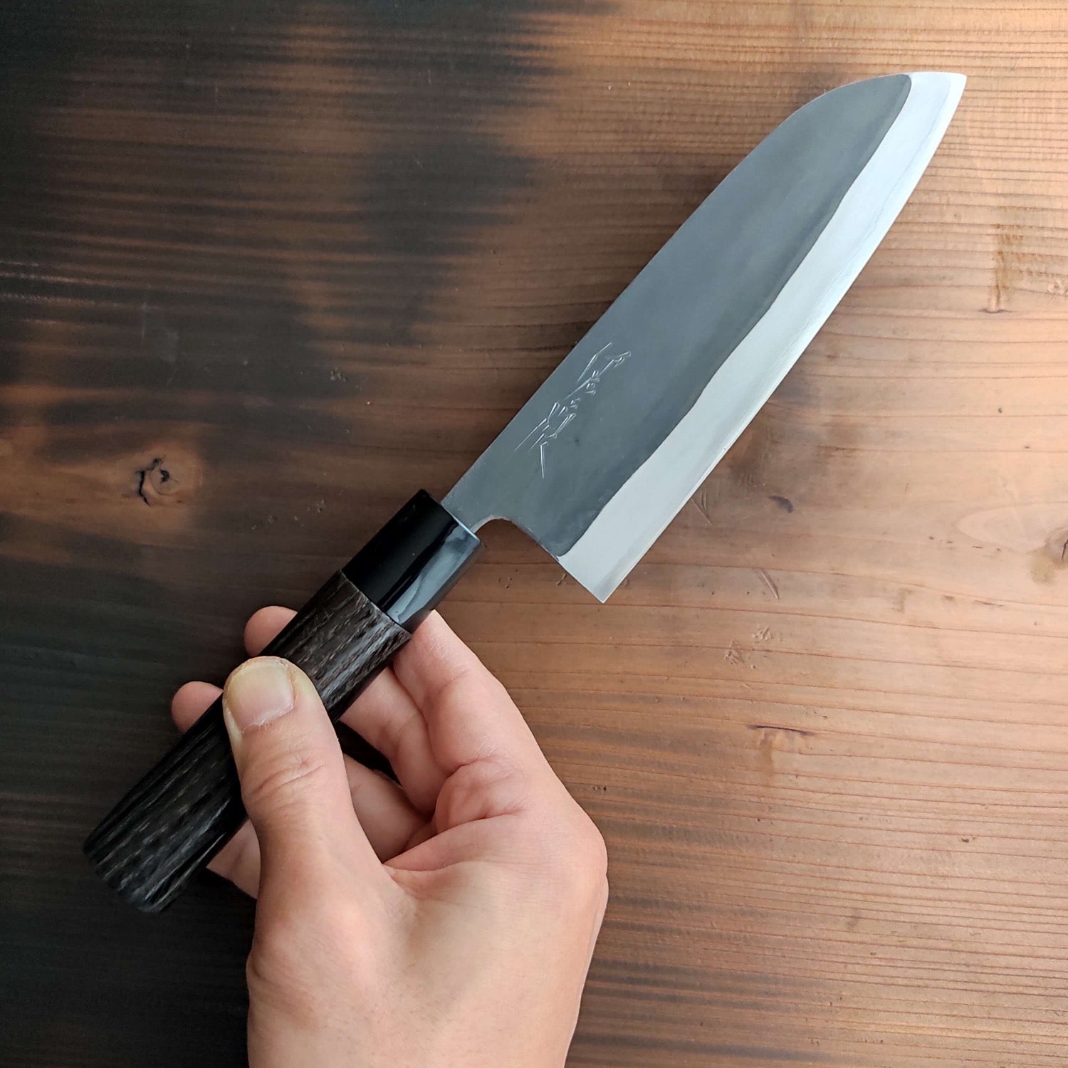 Japanese kitchen knife - Santoku - Black - Aogamii#2 - sanjo blacksmith